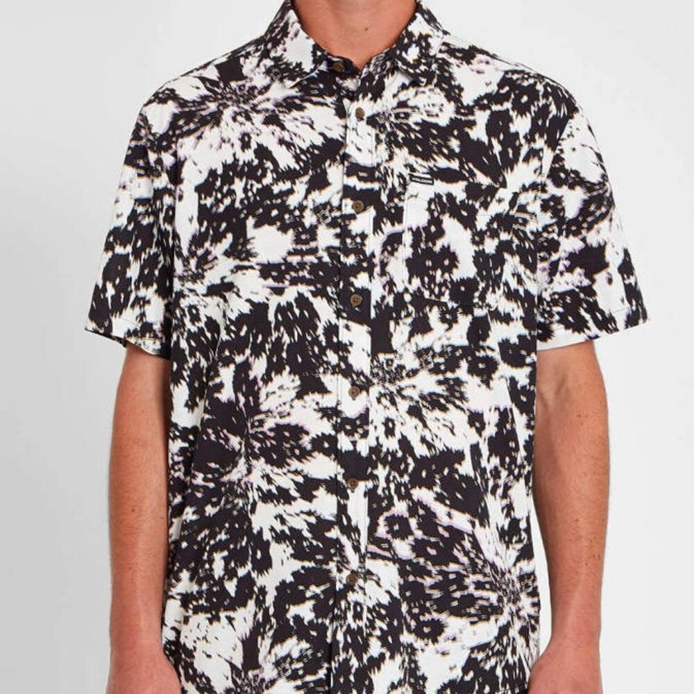 Volcom Classic Fit Button-Up Shirt XL Black White Abstract Print